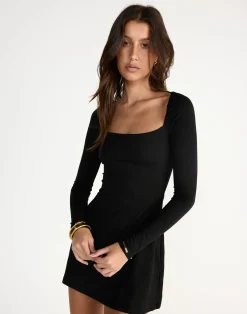 Addie Long Sleeve Mini Dress (Black)*CHARCOAL CLOTHING Best