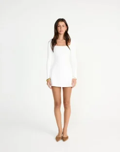 Addie Long Sleeve Mini Dress (White)*CHARCOAL CLOTHING Discount