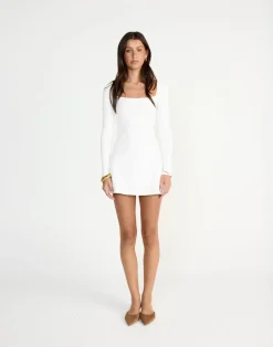 Addie Long Sleeve Mini Dress (White)*CHARCOAL CLOTHING Discount
