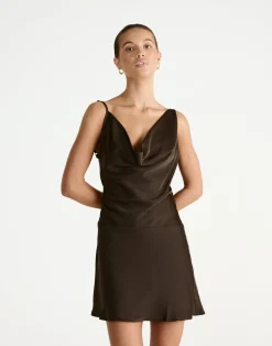 Adley Mini Dress (Chocolate)*CHARCOAL Outlet