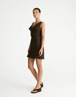 Adley Mini Dress (Chocolate)*CHARCOAL Outlet