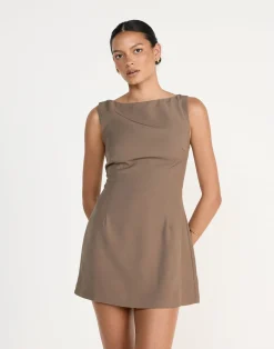 Aisling Mini Dress (Coffee)*CHARCOAL Clearance