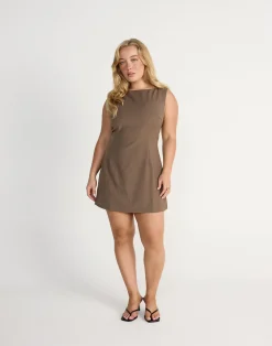 Aisling Mini Dress (Coffee)*CHARCOAL Clearance
