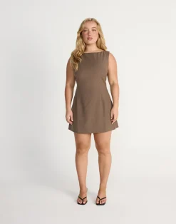 Aisling Mini Dress (Coffee)*CHARCOAL Clearance