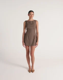 Aisling Mini Dress (Coffee)*CHARCOAL Clearance