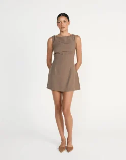 Aisling Mini Dress (Coffee)*CHARCOAL Clearance