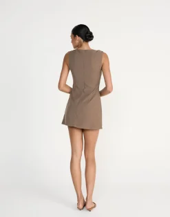 Aisling Mini Dress (Coffee)*CHARCOAL Clearance