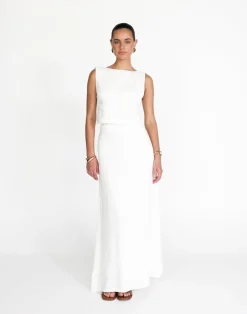Aleah Maxi Skirt (White)*CHARCOAL New