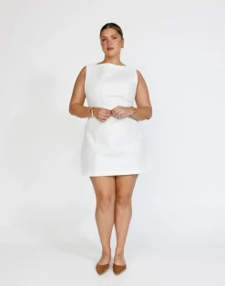 Anders Mini Dress (Textured White)*CHARCOAL Clearance
