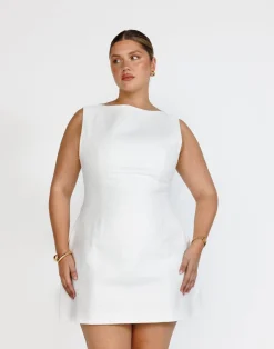 Anders Mini Dress (Textured White)*CHARCOAL Clearance