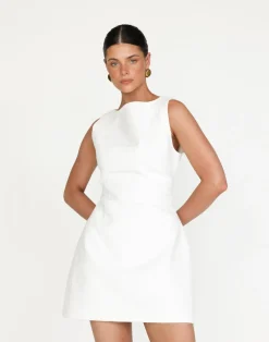 Anders Mini Dress (Textured White)*CHARCOAL Clearance