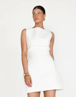 Anders Mini Dress (Textured White)*CHARCOAL Clearance
