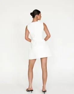 Anders Mini Dress (Textured White)*CHARCOAL Clearance