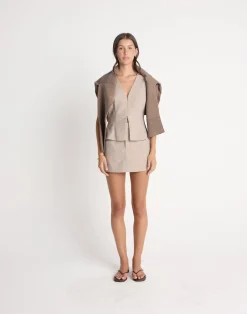 Andie Mini Skirt (Stone)*CHARCOAL CLOTHING Outlet