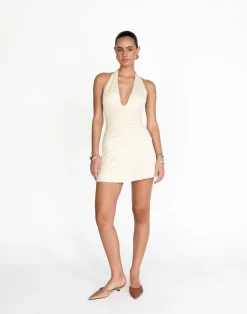 Araminta Mini Dress (Oat)*CHARCOAL Discount