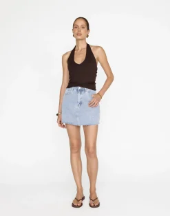Asher Denim Mini Skirt (Light Vintage)*CHARCOAL Sale