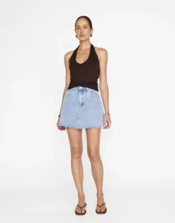 Asher Denim Mini Skirt (Light Vintage)*CHARCOAL Sale