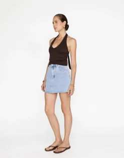 Asher Denim Mini Skirt (Light Vintage)*CHARCOAL Sale