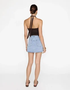 Asher Denim Mini Skirt (Light Vintage)*CHARCOAL Sale