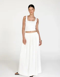 Aviana Maxi Skirt (White)*CHARCOAL Hot