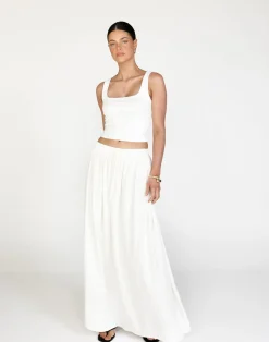 Aviana Maxi Skirt (White)*CHARCOAL Hot
