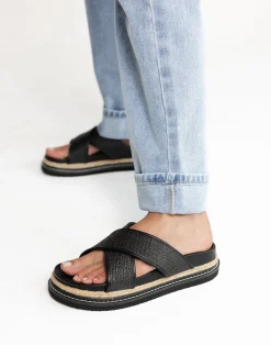 Aysha Slides (Black Raffia) - By*Billini Outlet