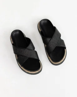 Aysha Slides (Black Raffia) - By*Billini Outlet