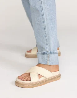 Aysha Slides (Cream Raffia) - By*Billini Clearance