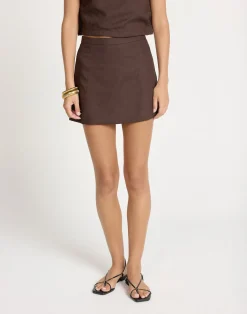 Beckett Mini Skirt (Chocolate)*CHARCOAL CLOTHING Sale