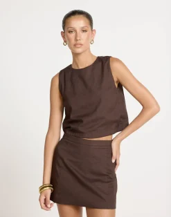 Beckett Mini Skirt (Chocolate)*CHARCOAL CLOTHING Sale
