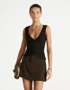 Belinda Mini Skirt (Chocolate)*CHARCOAL Clearance