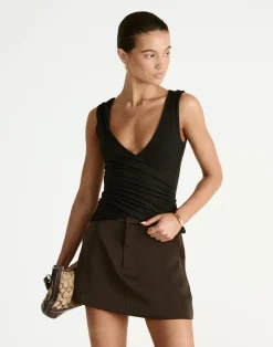 Belinda Mini Skirt (Chocolate)*CHARCOAL Clearance