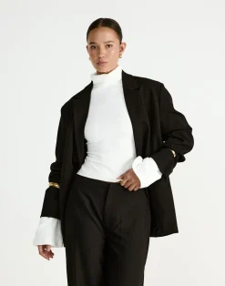 Bernadette Long Sleeve Top (White)*CHARCOAL New