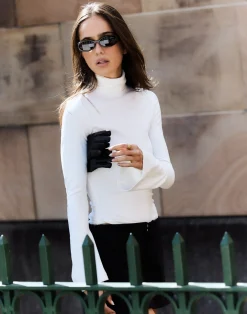 Bernadette Long Sleeve Top (White)*CHARCOAL New