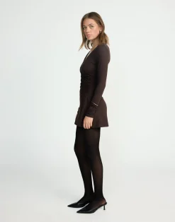 Brioni Long Sleeve Mini Dress (Chocolate)*CHARCOAL CLOTHING Discount