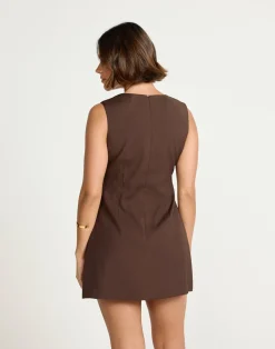 Caisey Mini Dress (Chocolate)*CHARCOAL Best
