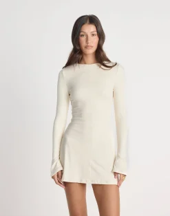 Carmie Long Sleeve Mini Dress (Oat)*CHARCOAL CLOTHING Clearance