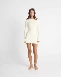 Carmie Long Sleeve Mini Dress (Oat)*CHARCOAL CLOTHING Clearance