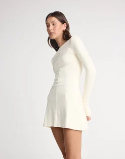 Carmie Long Sleeve Mini Dress (Oat)*CHARCOAL CLOTHING Clearance