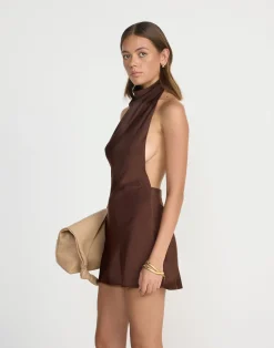 Clara Mini Dress (Cocoa)*CHARCOAL CLOTHING Clearance