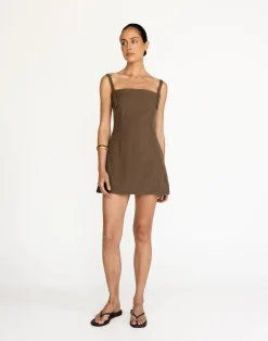 Dominique Mini Dress (Coffee)*CHARCOAL Fashion