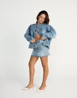 Dorian Denim Skort (Mid Faded)*CHARCOAL CLOTHING Discount