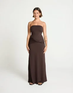 Edela Maxi Dress (Chocolate)*CHARCOAL Fashion
