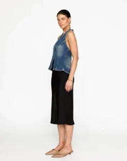 Elham Denim Top (Faded Mid Wash)*CHARCOAL Clearance