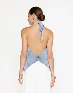 Elham Denim Top (Light Vintage)*CHARCOAL Fashion