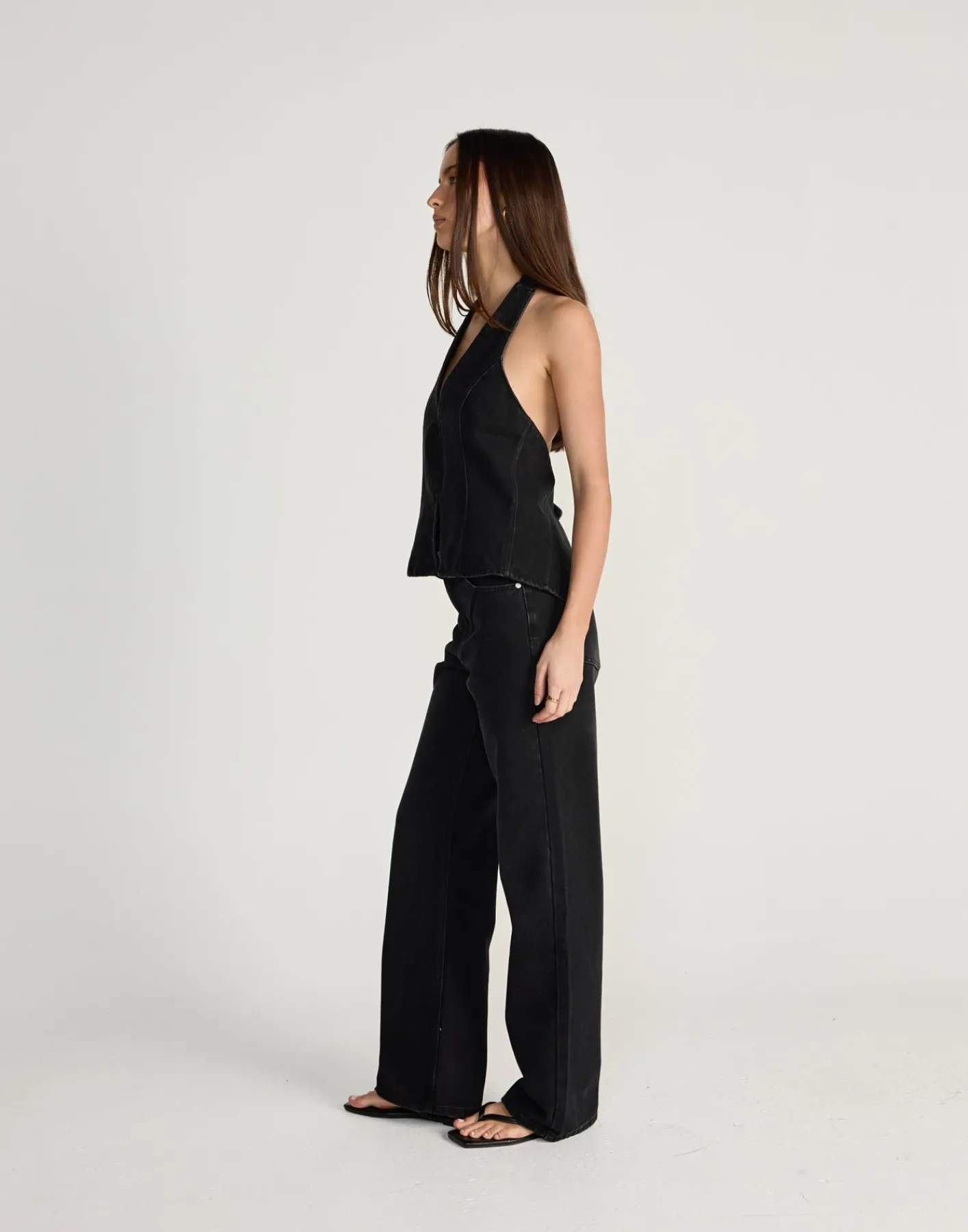 Elham Denim Top (Vintage Black)*CHARCOAL Outlet