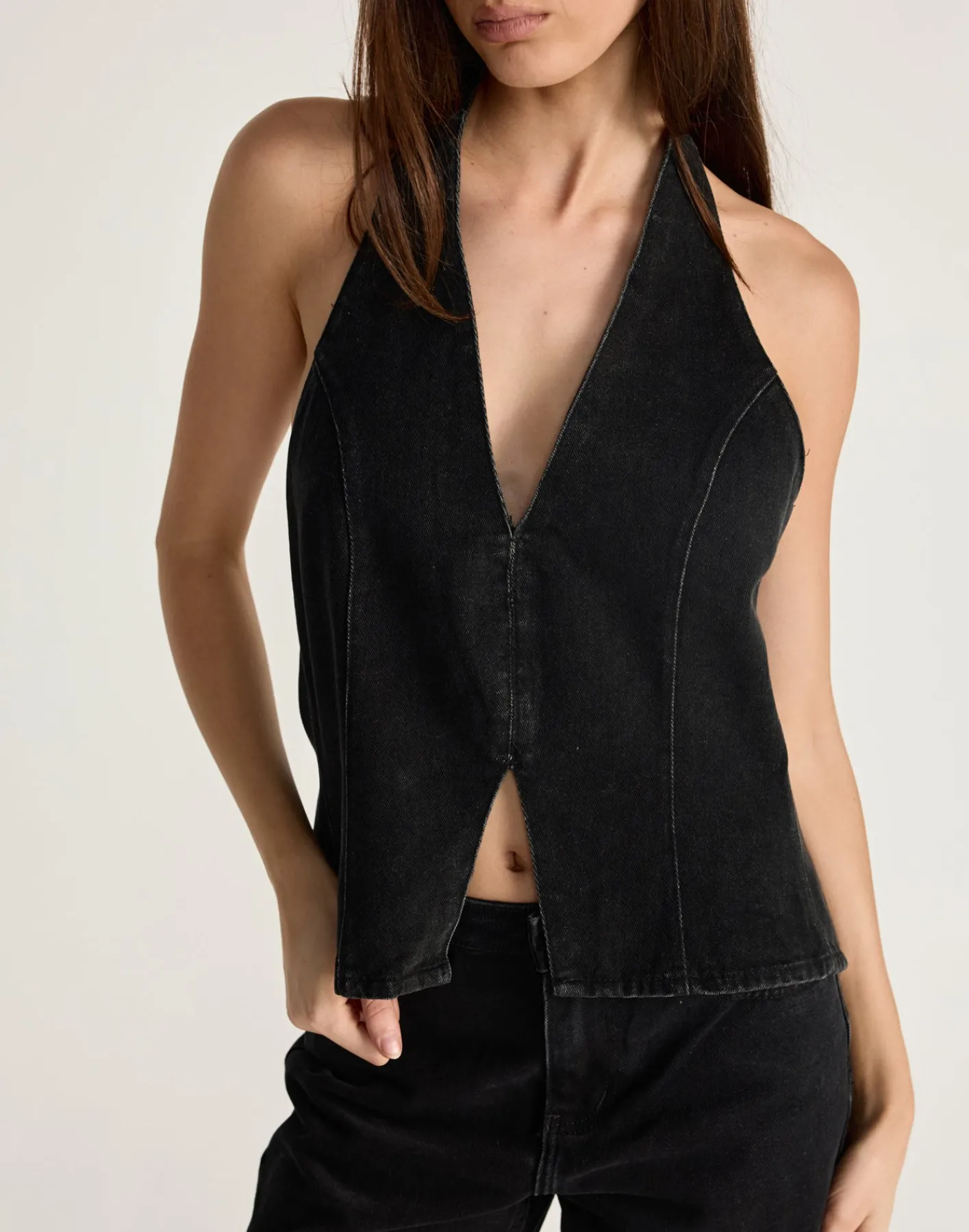 Elham Denim Top (Vintage Black)*CHARCOAL Outlet