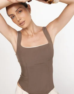 Eline Corset Top (Coffee)*CHARCOAL Hot