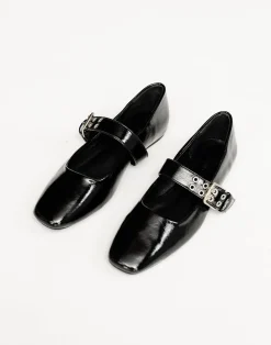 Faris Flats (Black Crinkle Patent) - By*Billini Outlet