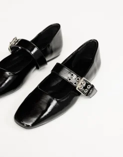 Faris Flats (Black Crinkle Patent) - By*Billini Outlet